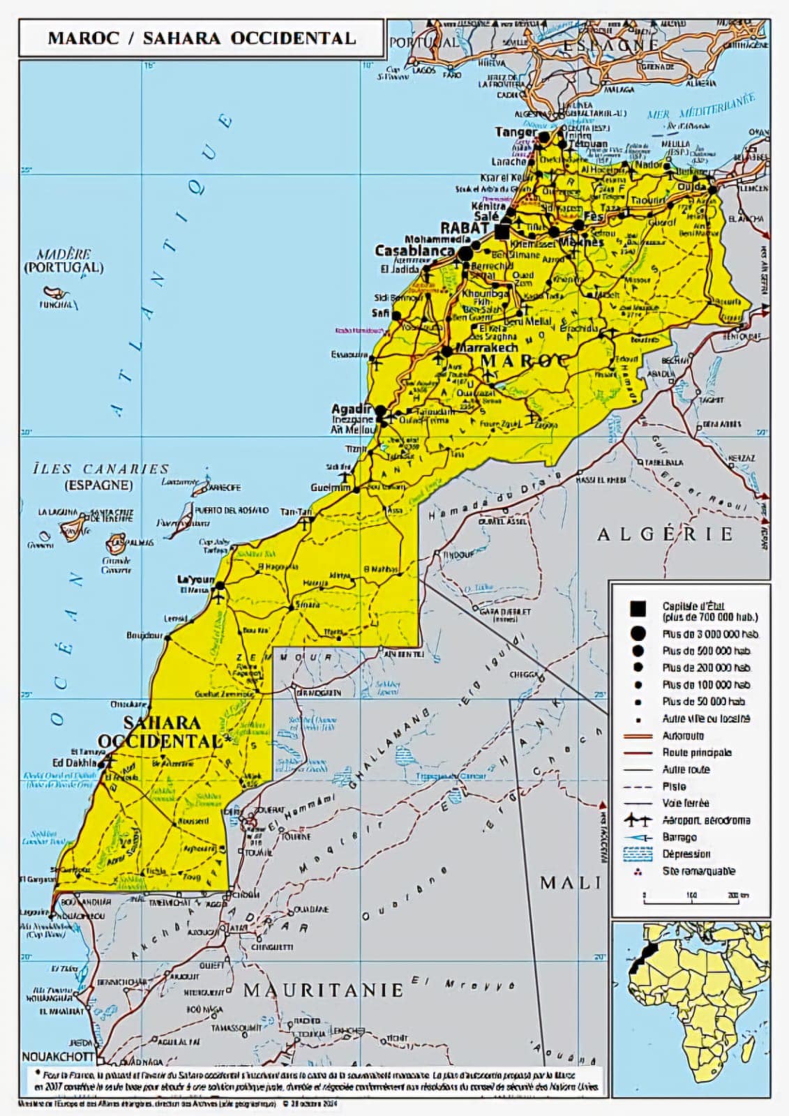 نشر الخريطة الرسمية للمغرب تشمل صحراءه على الموقع الرسمي للخارجية الفرنسية